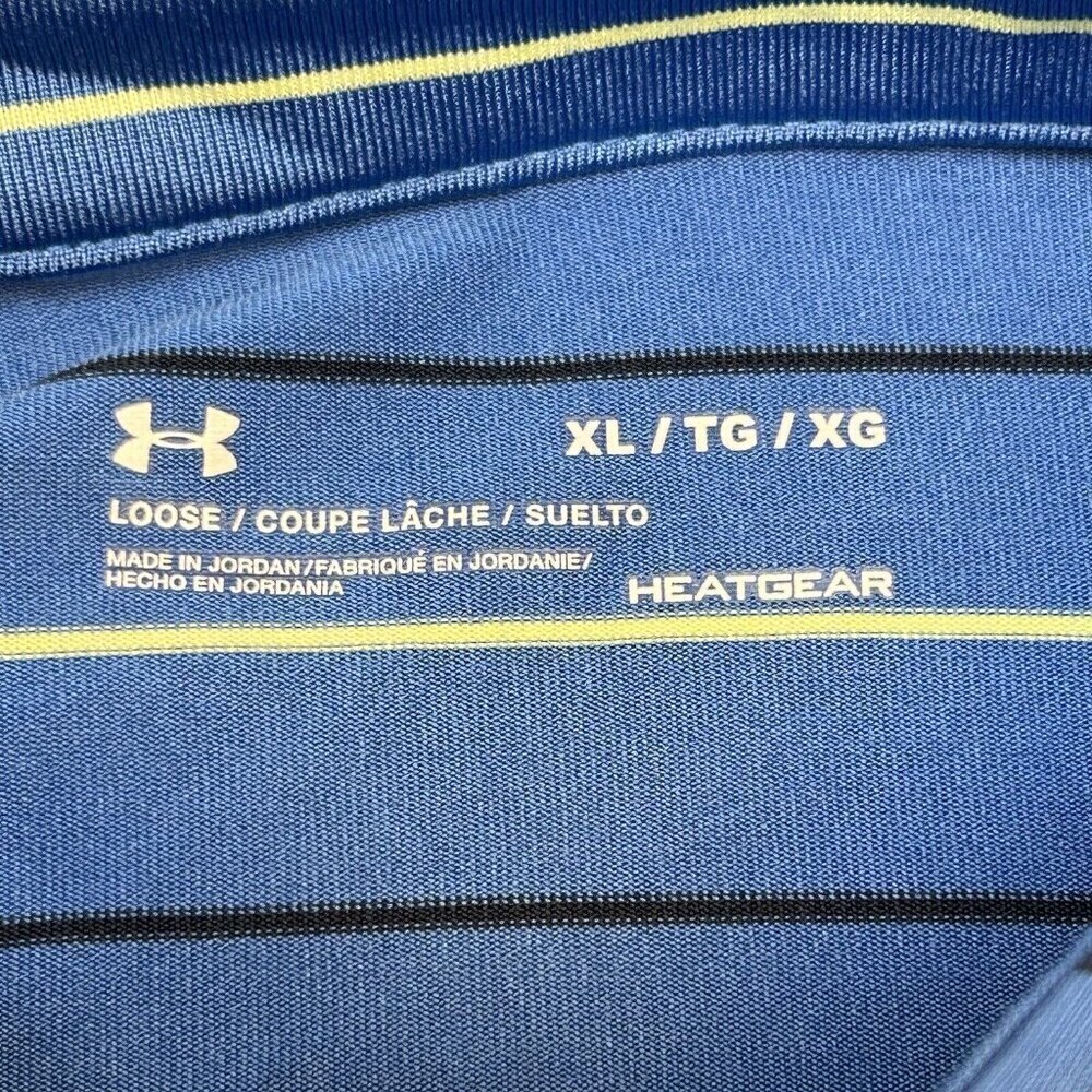 Under Armour Shirt Mens XL Performance Stripe Golf Polo Hayden Lake ID Heat Gear - Picture 7 of 15